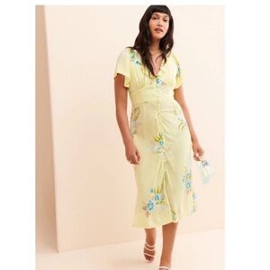 Urban Outfitters butter yellow midi floral dress
